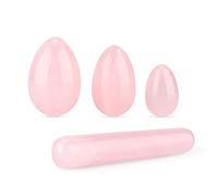 Quarzo Rosa Naturale Yoni Egg Set Uovo di Giada Muscolo Rassodante Esercizio di Kegel Crystal Yoni Bacchetta Pietra da Massaggio Femminile,Bacchetta Yoni Collezioni di casa (Color : Drilled Eggs-medi