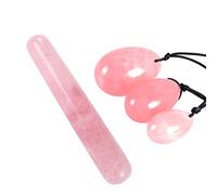 Quarzo rosa Yoni Egg Set Tightening Egg Kegel Exerciser Natural Stone Crystal Yoni Wand Prodotto femminile 4 dimensioni, bastoncino da massaggio decorazione della stanza