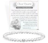 Quarzo trasparente - Manifestazione - Braccialetti con perline da donna, fatti a mano in pietra naturale da 4 mm, braccialetti elasticizzati, con cristalli chakra, gioielli regalo
