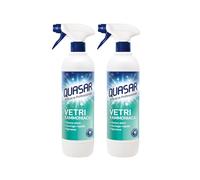 Quasar - Vetri con Ammoniaca - Senza Aloni, Asciuga Rapido, Sgrassa - 2 Flaconi da 580 ml