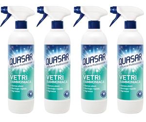 Quasar - Vetri con Ammoniaca - Senza Aloni, Asciuga Rapido, Sgrassa - 2 Flaconi da 580 ml (Confezione da 2)