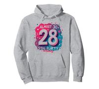 Quasi 30, Regalo per Il 28° Compleanno di Still Flirty Felpa con Cappuccio, Unisex per Adulti, Grigio Melange, L