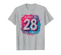 Quasi 30, Regalo per Il 28° Compleanno di Still Flirty Maglietta, Uomo, Grigio Melange, L