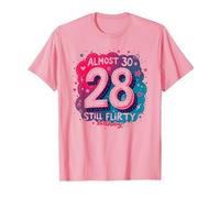 Quasi 30, Regalo per Il 28° Compleanno di Still Flirty Maglietta, Uomo, Rosa, L
