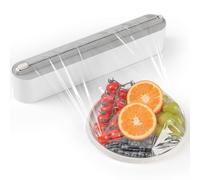 Quasziwa Dispenser Pellicola e Alluminio - Installazione magnetica & parete senza fori, Taglia Pellicola - Taglio Preciso, Organizzatore Cucina Salvaspazio - Pellicola alimentare 50m inclusa, Bianco