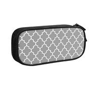 Quatrefoil - Astuccio portapenne con cerniera, grande capacità, per scuola, ufficio e viaggi, colore: grigio, Nero , Taglia unica, Organizer per borse