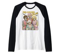 Quattro Amici Scheletro retrò in Ritratto di Gruppo di Halloween Maglia con Maniche Raglan