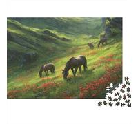 Quattro cavalli selvaggi pascolano tranquillamente Jigsaw Puzzle 1000pcs (75x50cm) Adulti Puzzle Gioco Educativo Decorazioni Per La Casa