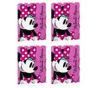 Quattro Confezione Disney Minnie Mouse Documenti Cartella Con Chiusura Elastica