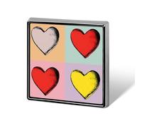 Quattro Cuori Rosso Giallo Rosa Unisex Spille & Pins Quadrati Leggero Risvolto Distintivo Gioielli per Abbigliamento Scialle Cappello