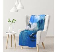 Quattro delfini nel mare delle balene,Coperta morbida, calda, anti-pilling, in flanella, peluche, 76 x 102 cm