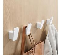 Quattro ganci da parete moderni per asciugamani da bagno e, doppia opzione di installazione con auto o viti, robusti ganci appendiabiti per ingresso e armadio (bianco (4))