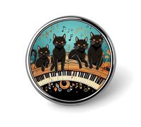 Quattro gatti neri sdraiati sulla tastiera del pianoforte, spille per donne e uomini,borse, abiti, accessori