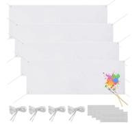 Quattro grandi striscioni vuoti personalizzabili, graffiti in tessuto 2 × 6 Ft per espressione artistica, set in poliestere bianco con corde e adesivi per uso interno ed esterno
