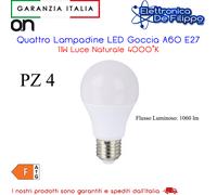 Quattro Lampadine LED Goccia A60 E27 11W Luce Calda 3000K [EEK: F]