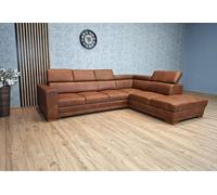 Quattro Meble Divano angolare "Bonn", 285 x 220 cm, un divano ad angolo in una delle più lussuose pelle del mondo, con funzione di sonno, cassapanca e poggiatesta (285 x 220 cm angolo a destra)
