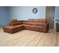 Quattro Meble Divano angolare "Bonn", 285 x 220 cm, un divano ad angolo in una delle più lussuose pelle del mondo, con funzione di sonno, cassapanca e poggiatesta (220 x 285 cm angolo sinistro)
