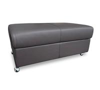 Quattro Meble Sgabello in vera pelle marrone scuro su ruote apribile con vano portaoggetti in pelle bovina, 90 x 55 cm, sgabello in vera pelle