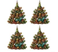 Quattro ornamenti natalizi a forma di tartaruga marina progettati per la decorazione stagionale dell'albero e della stanza, con costruzione di lunga durata
