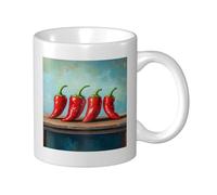 Quattro Red Peppers tazza in ceramica, elegante tazza da caffè Tee Drinkware tazza d'acqua per casa ufficio 325 ml