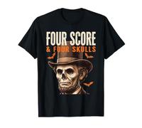 Quattro Score & Quattro Teschi Abraham Lincoln Spettrale Ritratto Maglietta