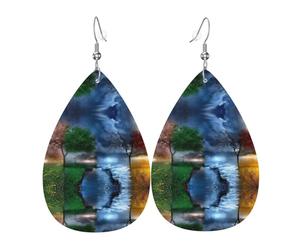 Quattro Stagioni Albero Della Vita Orecchini In Pelle Per Le Donne A Goccia Traforato Orecchini In Pelle Set Compleanno Natale Gioielli Regali Per Le Donne