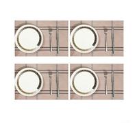 Quattro tappetini isolati progettati con materiali impermeabili e resistenti al calore e retro antiscivolo per la protezione quotidiana del tavolo (rosa)