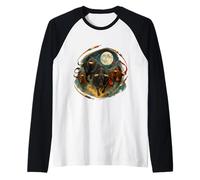 Quattro Tori Luna 4 Toros Valor Strano Meme maledetto Maglia con Maniche Raglan
