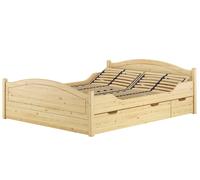 Quattro varianti di letto matrimoniale 160x200 in pino e 4 cassetti V-60.33-16