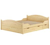 Quattro varianti di letto matrimoniale 160x200 in pino e 4 cassetti V-60.33-16