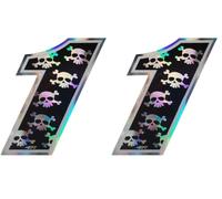 Quattroerre 13171 Numero Racing 1 Medio, Skulls, 10 X 7,5 cm (Confezione da 2)