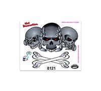 Quattroerre 8121 Adesivi Sticker Teschio Non Vedo Non Sento Non Parlo, 14 X 16 Cm
