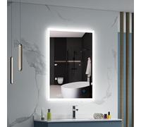 Quavikey® Specchio da bagno con luci a LED, specchio illuminato dimmerabile a 3 colori con antiappannamento per trucco e rasatura, impermeabile IP44, per docce piene di vapore, montaggio a parete, 500