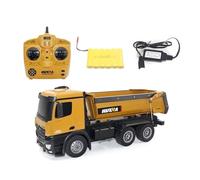 Quavva 1573 RC Autocarro con cassone ribaltabile, scala 1/14, funzionamento a 10 canali, capacità di carico superiore a 7,5 kg, corpo in lega, 2,4 G, riproduce i processi di lavoro, spia a LED