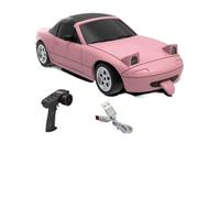 Quavva [2025 Nuovo modello] 1/64 Scala Q Edition RC Drift Car, 4WD, ESP Gyro, Controllo completo proporzionale, pneumatici intercambiabili, luci LED, Desktop Racing (modello A - rosso) (rosa)