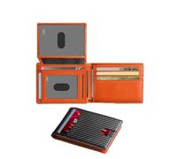 Quavva Portafoglio sottile minimalista da uomo, design in fibra di carbonio con blocco RFID, 13 scomparti per carte + finestra d'identità, tasca frontale con clip per soldi, portafoglio bifold ultra