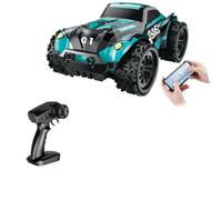 Quavva XN-003 - Auto fuoristrada RC in scala 1:20, velocità 20 km/h, funzione drift e luci a LED, 2,4 G + doppio controllo app, Monster Truck, regalo per bambini dai 14 anni in su (blu)