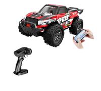 Quavva XN-003 - Auto fuoristrada RC in scala 1:20, velocità 20 km/h, funzione drift e luci a LED, 2,4 G + doppio controllo app, Monster Truck, regalo per bambini dai 14 anni in su (rosso)