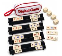 Qubnydg Gioco Rummy da Tavola Classico 106 Fiche con 4 Supporti Doppi | Gioco Viaggio per 2-4 Giocatori, Mini Gioco da Tavolo Rummy, Carte Portatile Rummy Gioco da Tavolo, per le Feste in Famiglia