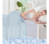 Qucover Trapunta Estiva Matrimoniale, Arc-Chill 3.0 Q-Max>0.5 Fibra Raffreddante Reversibile, Senza Coperta Morbidissima 200x230cm - Blu/Grigio, Per Sonno Fresco e Comodo