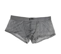 qudang Boxer da uomo trasparente, in rete, hipster, sexy, biancheria intima da uomo, a basso rischio, a rete, grigio., XXL