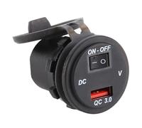 Qudinip Adattatore Elegante per Caricabatterie USB Digitale Impermeabile da 12 V con Voltmetro per Moto e Auto Nero 3.0A (#3)
