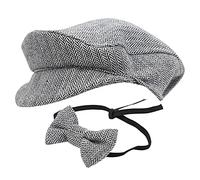 Qudinip Berretto Piatto Cappello da Gentiluomo e Papillon Set Fotografico per Neonati e Lattanti Misto Cotone 0-1 Mese Puntelli Fotografici per Bambini (#1)