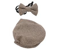 Qudinip Berretto Piatto Cappello da Gentiluomo e Papillon Set Fotografico per Neonati e Lattanti Misto Cotone 0-1 Mese Puntelli Fotografici per Bambini (#2)