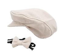 Qudinip Berretto Piatto Cappello da Gentiluomo e Papillon Set Fotografico per Neonati e Lattanti Misto Cotone 0-1 Mese Puntelli Fotografici per Bambini (#5)
