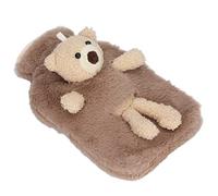 Qudinip Borsa D'Acqua Calda, 1000 Ml di Fumetti Carini Simpatici Bottiglia di Acqua Calda con Design a Bocca Larga e Consistenza Anti -slittamento, per Alleviare il Dolore e lo Stress (Marrone)