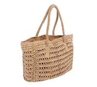 Qudinip Borse per la Spiaggia per Donne, Tasca della Paglia Intrecciata, Cavo Vintage -out a Doppia Maniglia della Cita (Marrone)