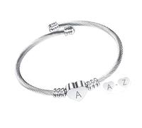 Qudinip Bracciale A Forma di Cuore con Lettera A Elegante Regolabile da Donna per Uso Quotidiano in Acciaio Al Titanio Color Acciaio