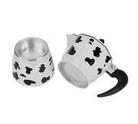 Qudinip Caffettiera in Alluminio, Caffettiera per Macchina per caffè da Piano Cottura con Manico Ergonomico Resistente Al Calore, per Uso Domestico in Ufficio Colore Mucca da (3 tazze di colore