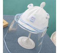 Qudinip Cappello per Protezione Facciale per Bambini Visiera Trasparente Impermeabile Rimovibile per Neonati Attività All'aperto Materiale in Cotone Confezione da 3 (Blu)
